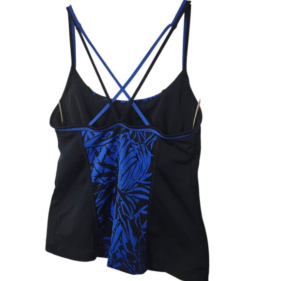 Lands End Tankini Swimsuit Top 2 Blue Strappy - Picture 7 of 10
